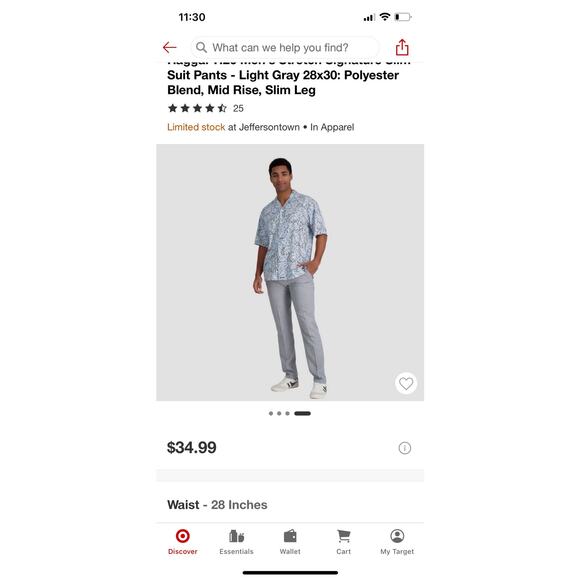 NWT Haggar H26 Men’s Stretch Slim Fit Dress Pants Lt Grey size 28x30 - Picture 6 of 8